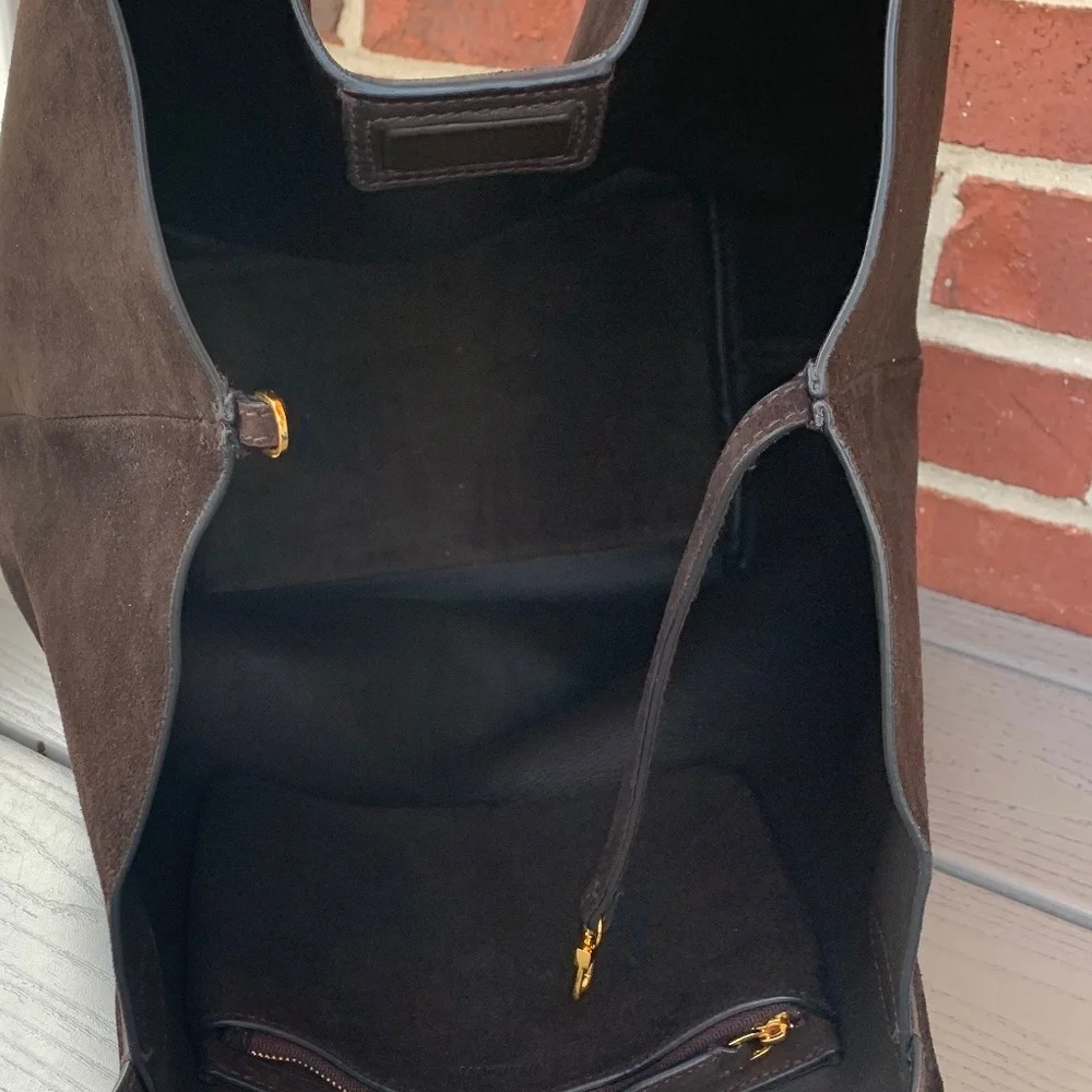 Madewell The Shopper Tote in Brown Suede Leather